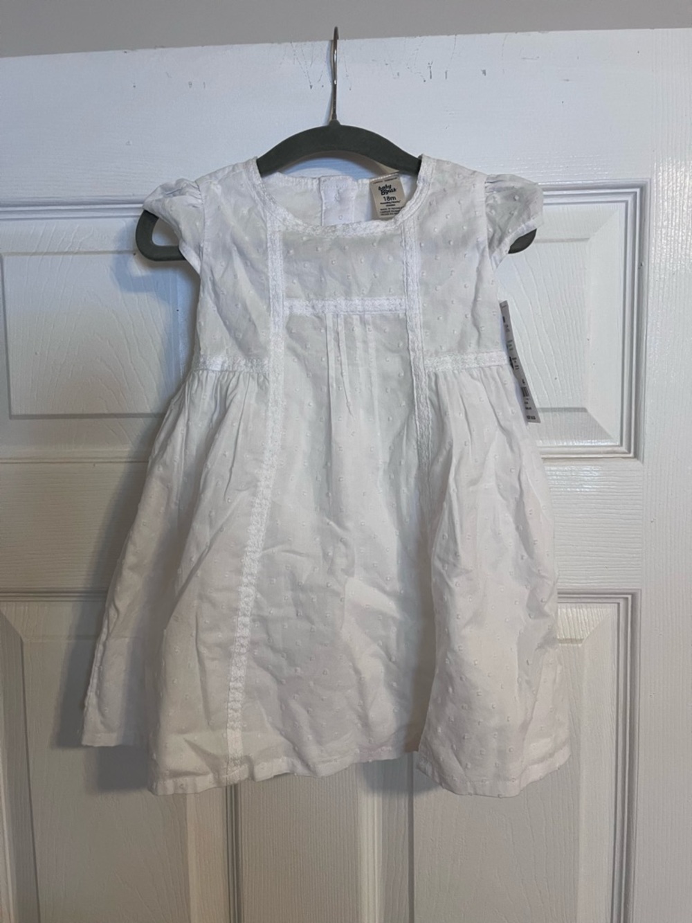 White Eyelet Toddler Dress with Lace Trim
